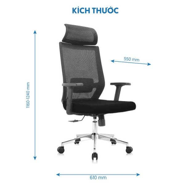 kích thước trung bình của ghế văn phòng