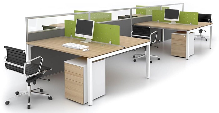 Module bàn làm việc nhóm, cụm bàn làm việc có vách ngăn không thể thiếu trong nội thất bàn văn phòng