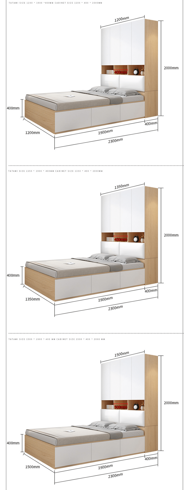 Giường liền tủ thông minh bằng gỗ V3-4105