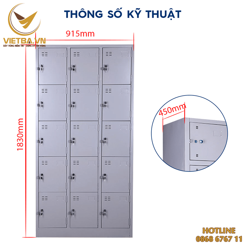 Tủ sắt locker 15 ngăn cho công nhân V3-3406