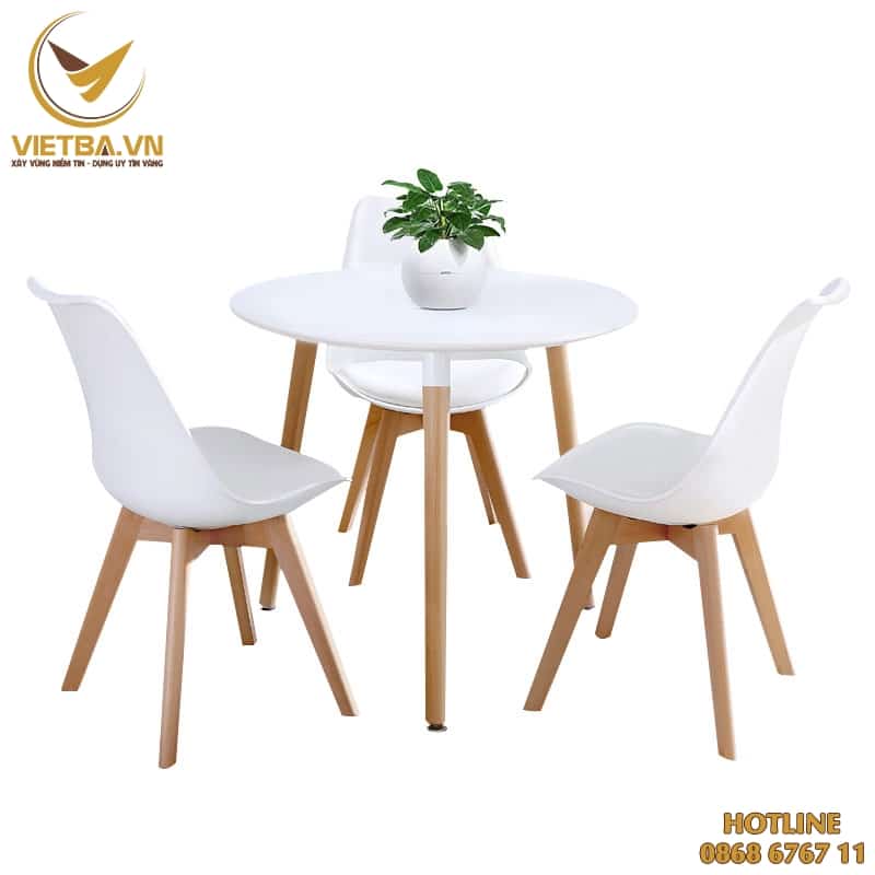 Bộ bàn ghế ăn, cafe tròn thiết kế đẹp hiện đại V3-7113