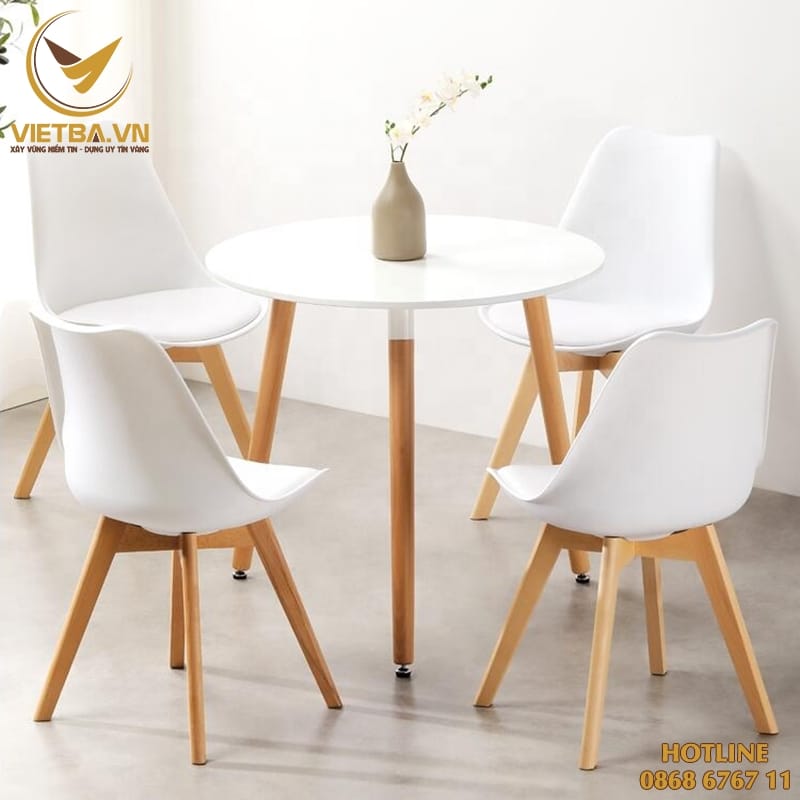 Bộ bàn ghế ăn, cafe tròn thiết kế đẹp hiện đại V3-7113