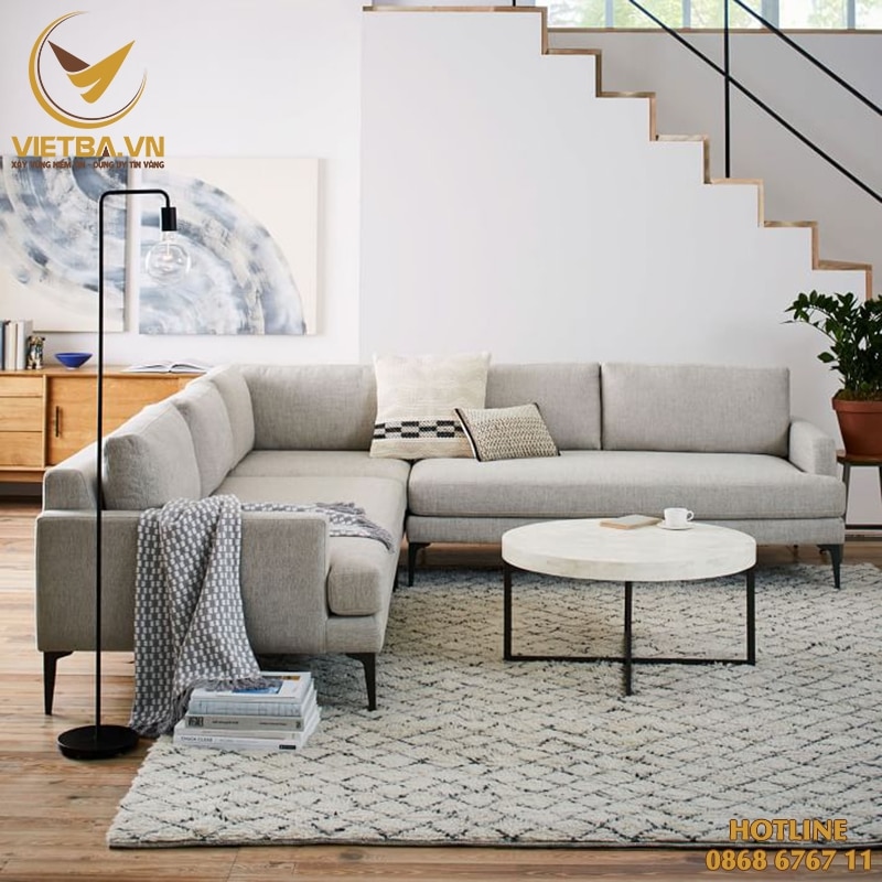 Ghế sofa góc nỉ đẹp cho phòng khách V3-6111