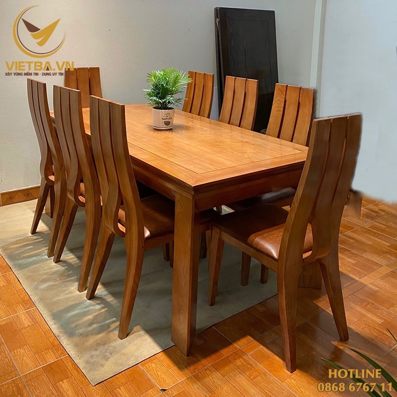 Mẫu bàn ghế ăn đẹp bằng gỗ sang trọng V3-7110