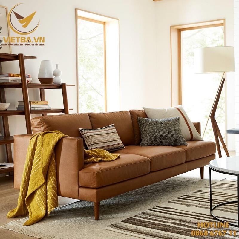 Mẫu ghế sofa văng da đẹp hiện đại V3-6007