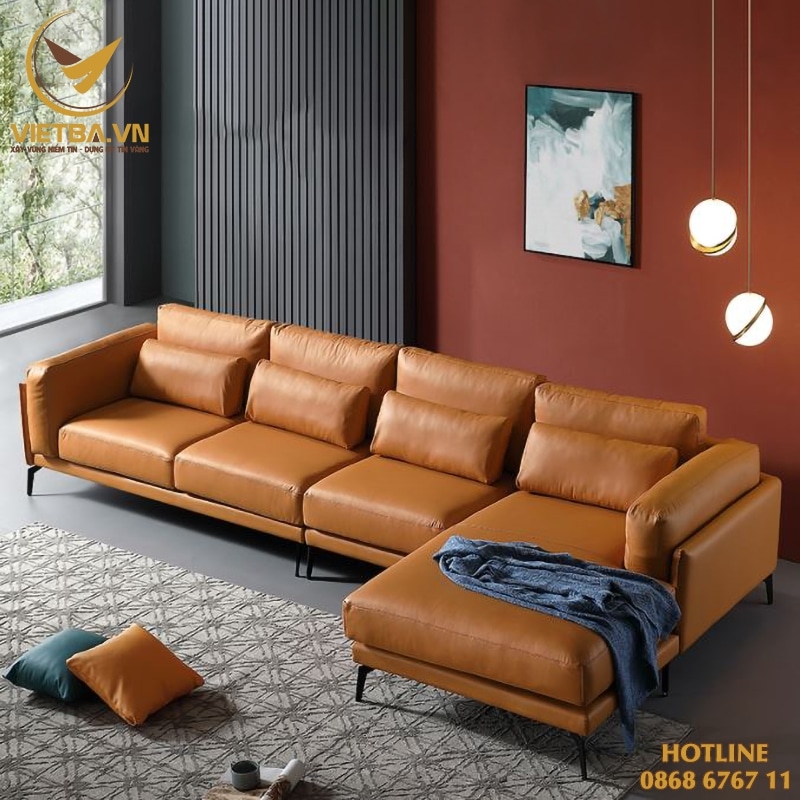 Mẫu sofa góc da cho phòng khách đẹp V3-6105