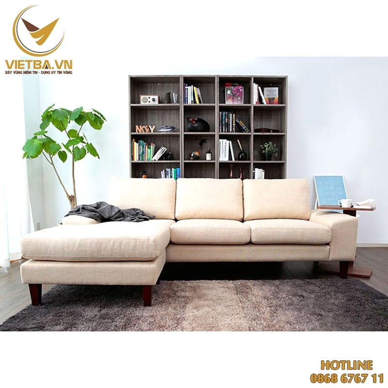 Sofa chữ l giá rẻ khung gỗ bọc vải nỉ mút mềm V3-6116