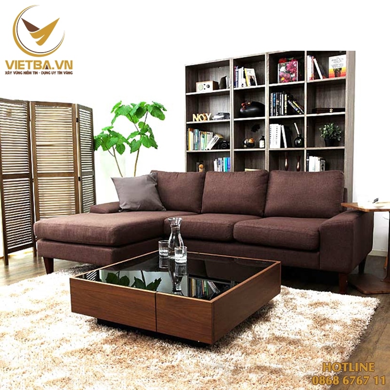 Sofa chữ l giá rẻ khung gỗ bọc vải nỉ mút mềm V3-6116