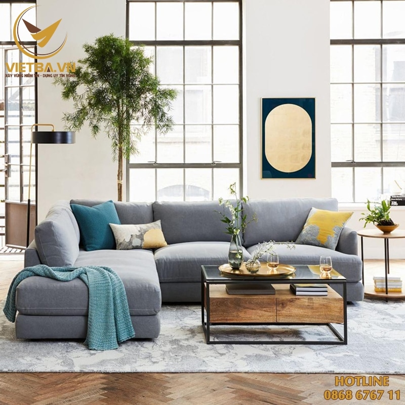 Sofa góc nỉ mẫu đẹp hiện đại giá tốt - V3-6110