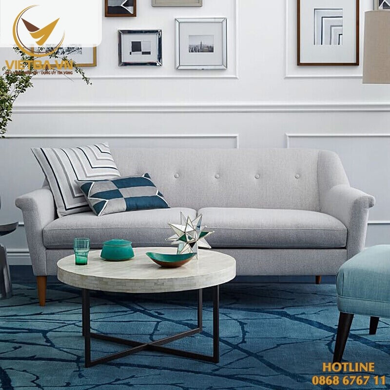 Sofa nỉ 2 văng màu ghi xám xanh cao cấp giá tốt - V3-6002