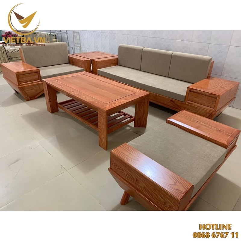Bộ bàn ghế sofa gỗ phong cách hiện đại V3-6318