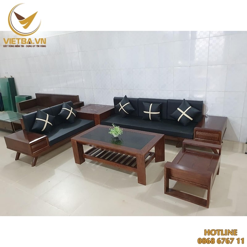 Bộ ghế sofa gỗ phòng khách thiết kế đẹp V3-6326