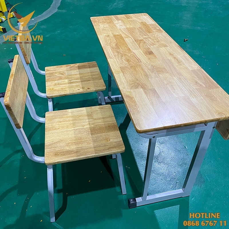 Mẫu bàn học sinh mặt gỗ cao su khung sắt V3-8108