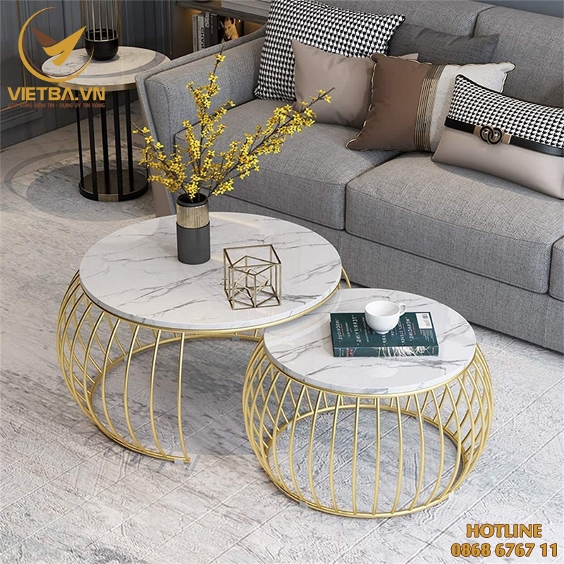 Mẫu bàn sofa mặt đá thiết kế hiện đại V3-6403