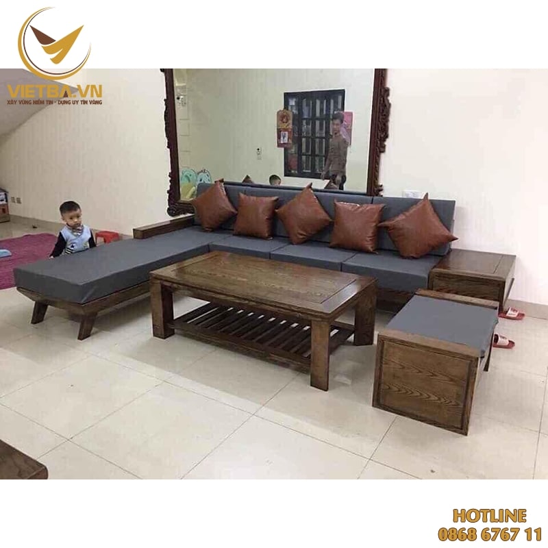 Mẫu ghế sofa gỗ đẹp cho phòng khách V3-6320