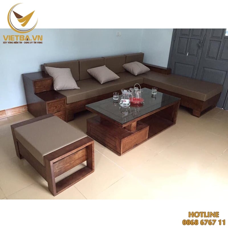 Mẫu sofa gỗ phòng khách thiết kế hiện đại V3-6311