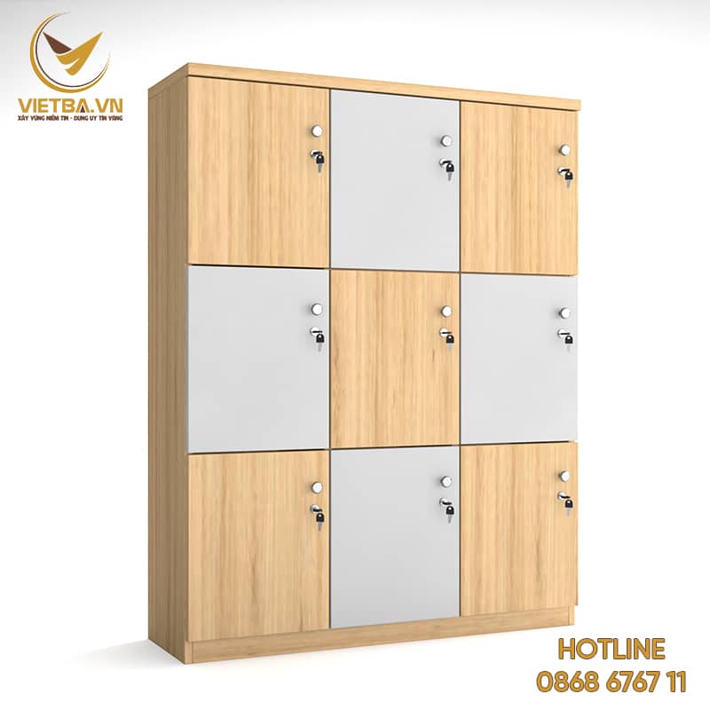 Mẫu tủ locker gỗ công nghiệp 9 ngăn V3-3410