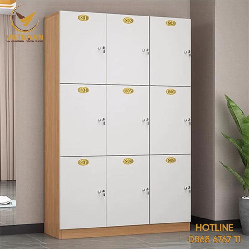 Tủ locker 9 ngăn đựng đồ cá nhân bằng gỗ V3-3412