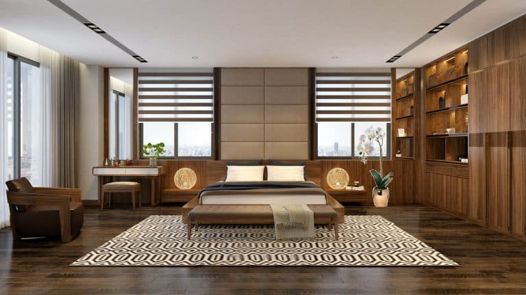 Mẫu nội thất phòng ngủ gỗ óc chó đẹp, sang trọng