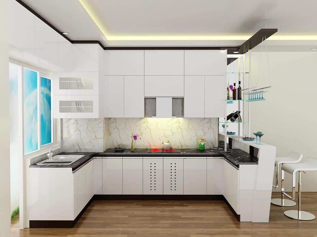 Kích thước tủ bếp chữ U chuẩn – Cách tính kích thước bếp chữ U