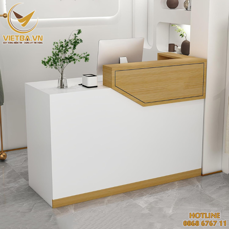 Mẫu quầy lễ tân nhỏ đẹp bằng gỗ V3-1629