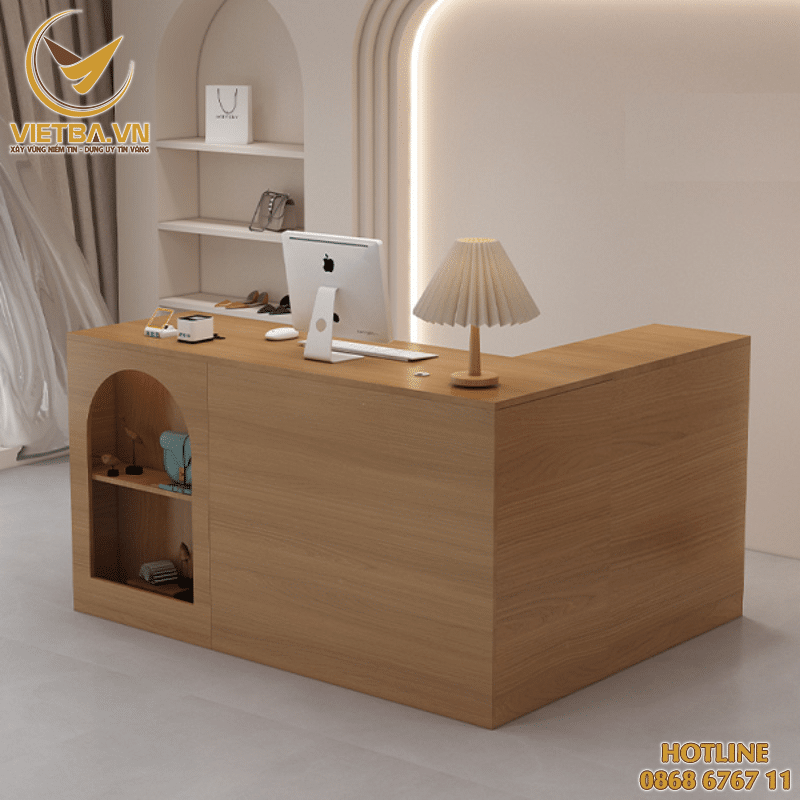 Mẫu quầy lễ tân nhỏ đẹp V3-1611