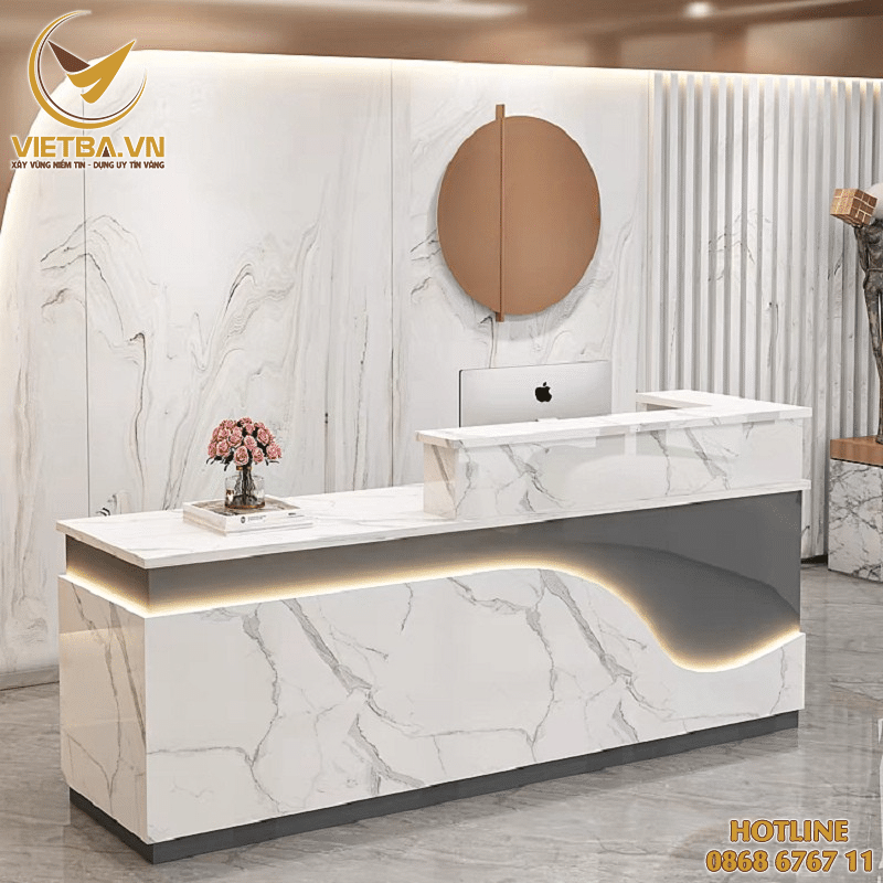Quầy lễ tân đẹp hiện đại bằng gỗ V3-1615